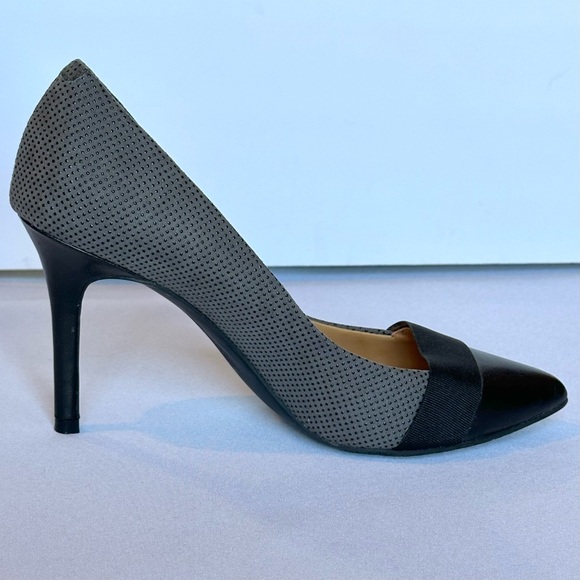 AUDREY BROOKE Womens Heels Abbie Embossed Gray Black Polka Dot 3.5” Heel Size 7 - Picture 10 of 16